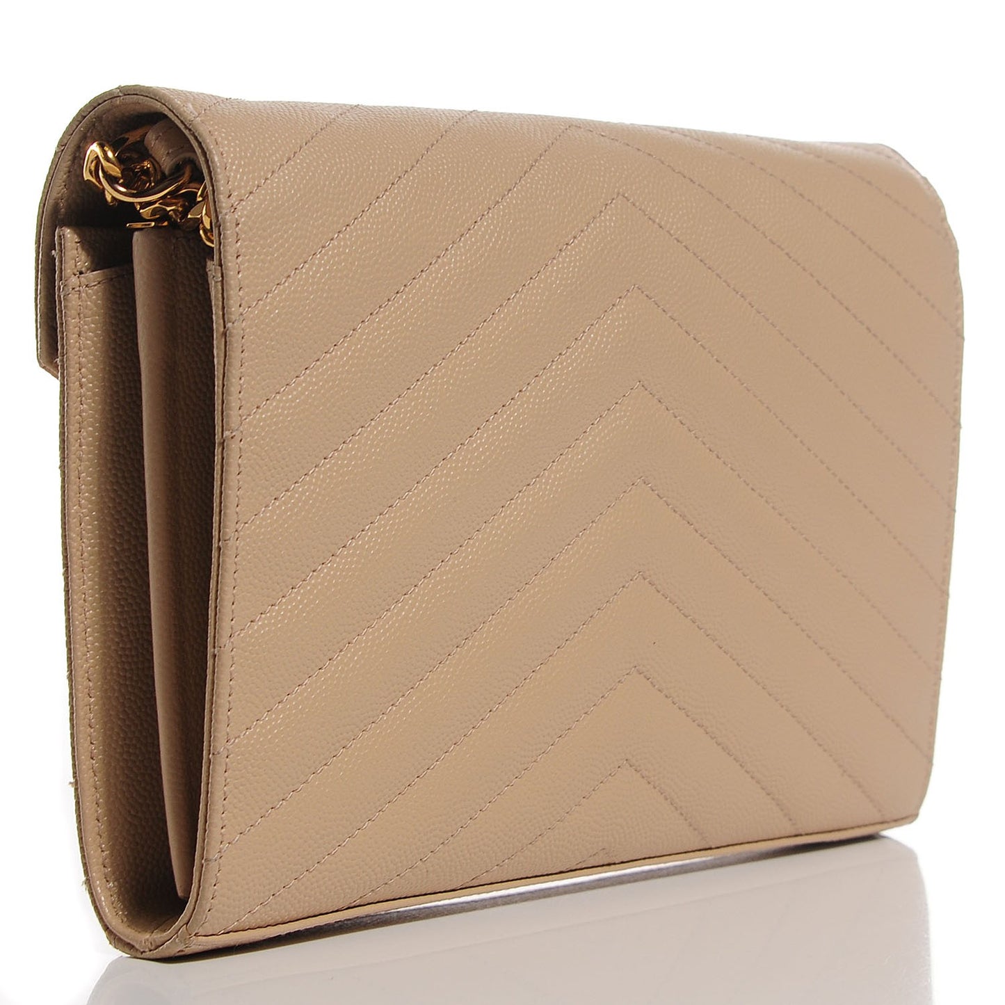 Grain De Poudre Matelasse Chevron Monogram Chain Wallet Powder