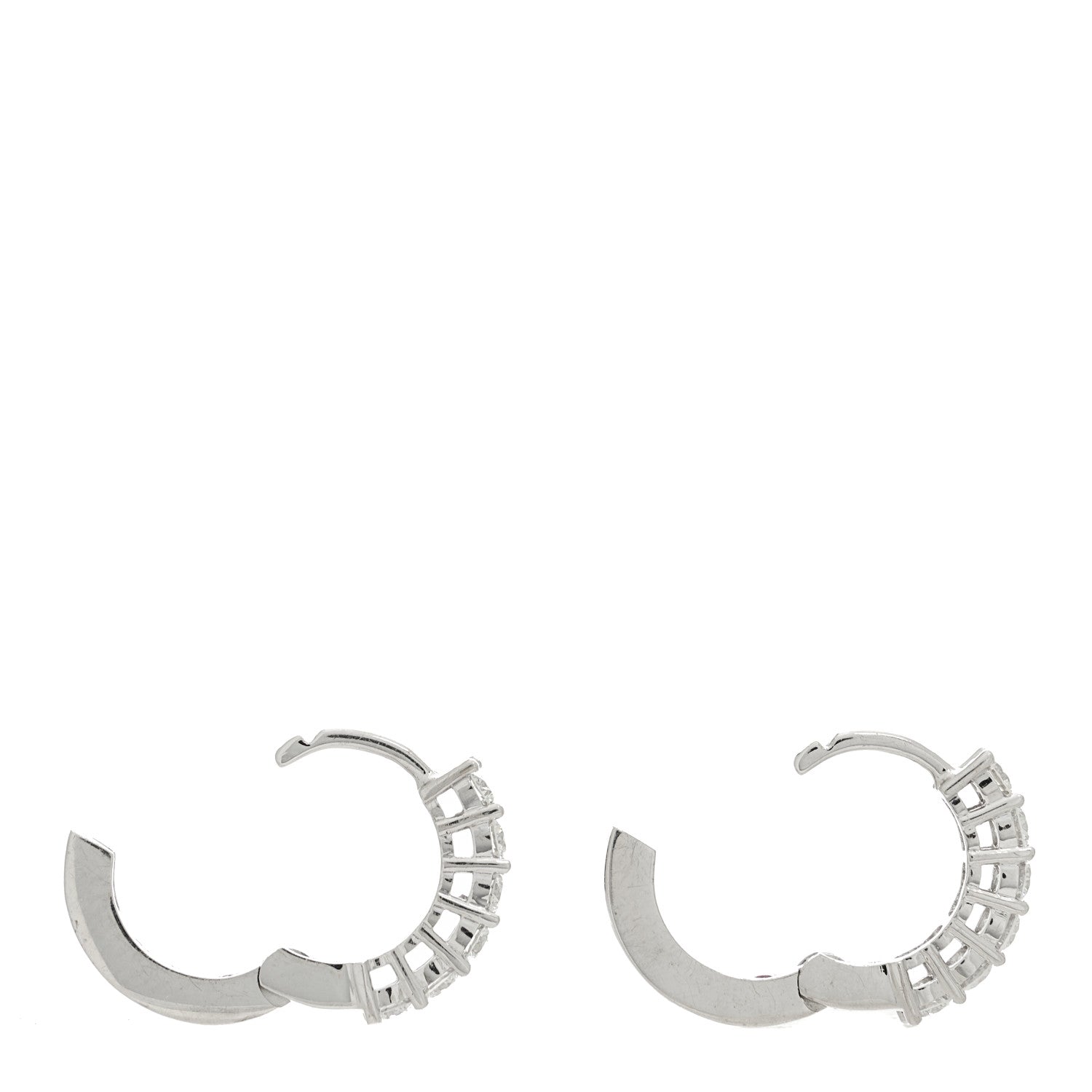 Roberto Coin 18K White Gold Diamond .70ct Huggie Hoop Earrings 3 of 5