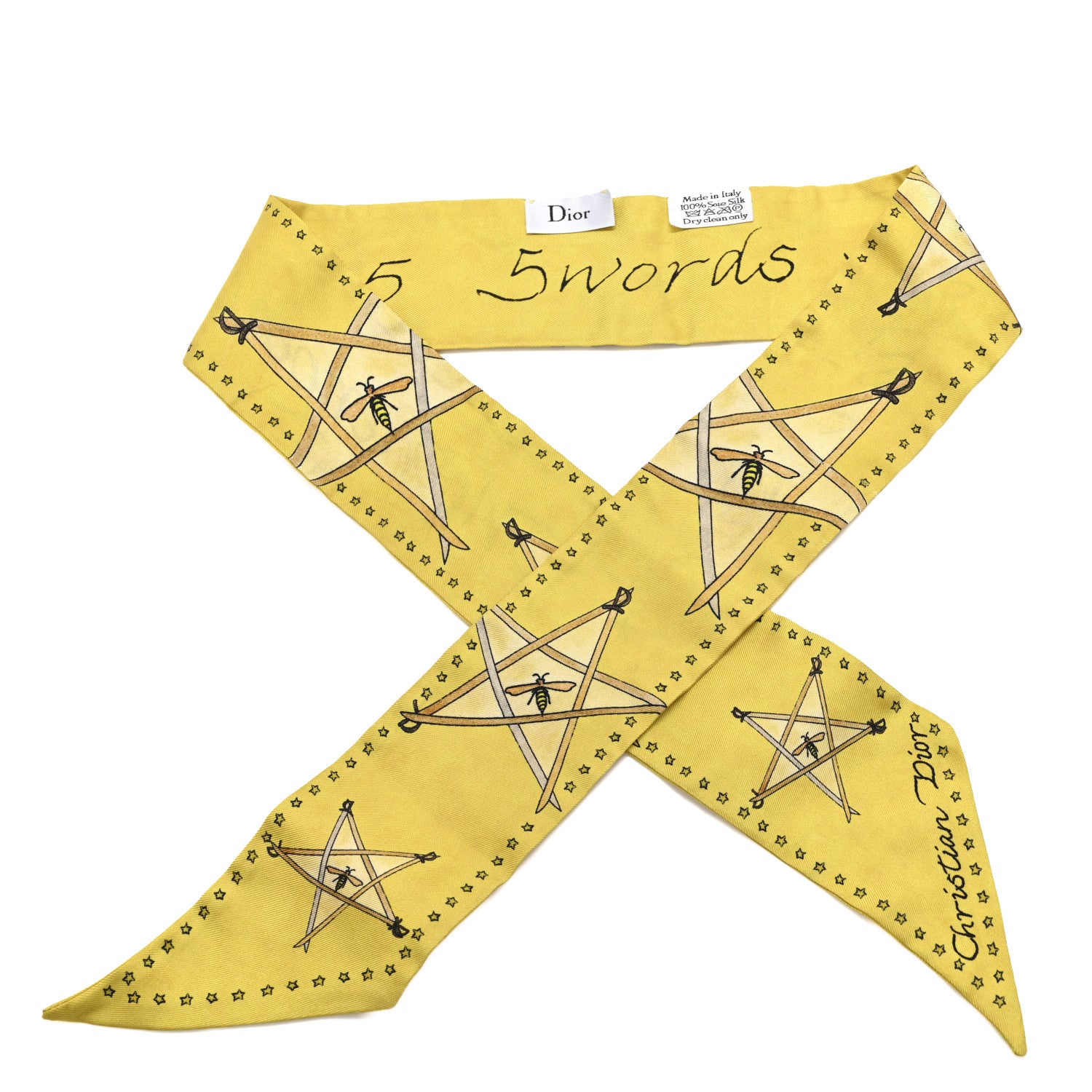 Christian Dior Silk Motherpeace Tarot "Swords" Mitzah Scarf Yellow 1 of 3