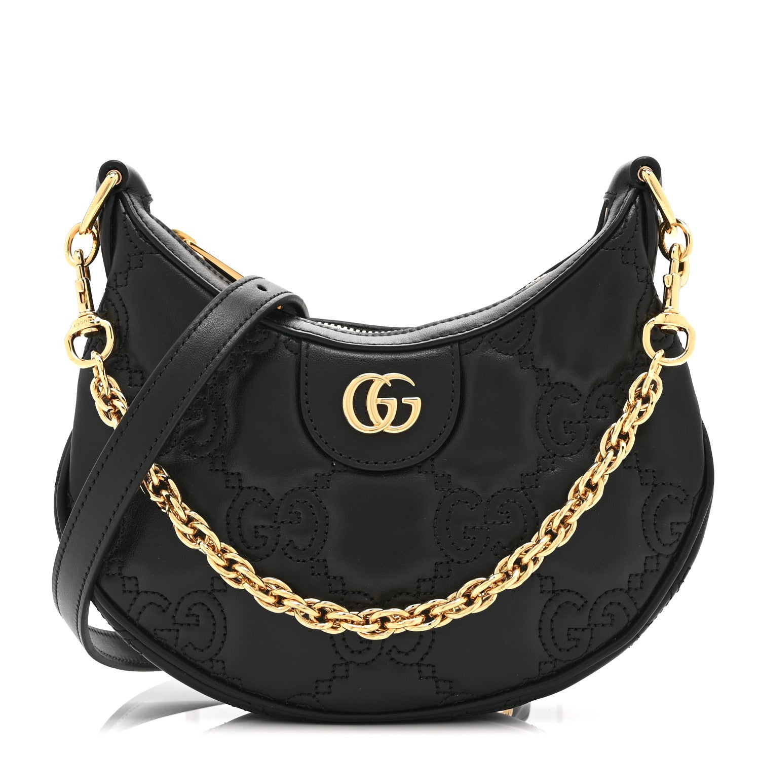 Gucci Calfskin GG Matelasse Mini Hobo Shoulder Bag Black 1 of 11