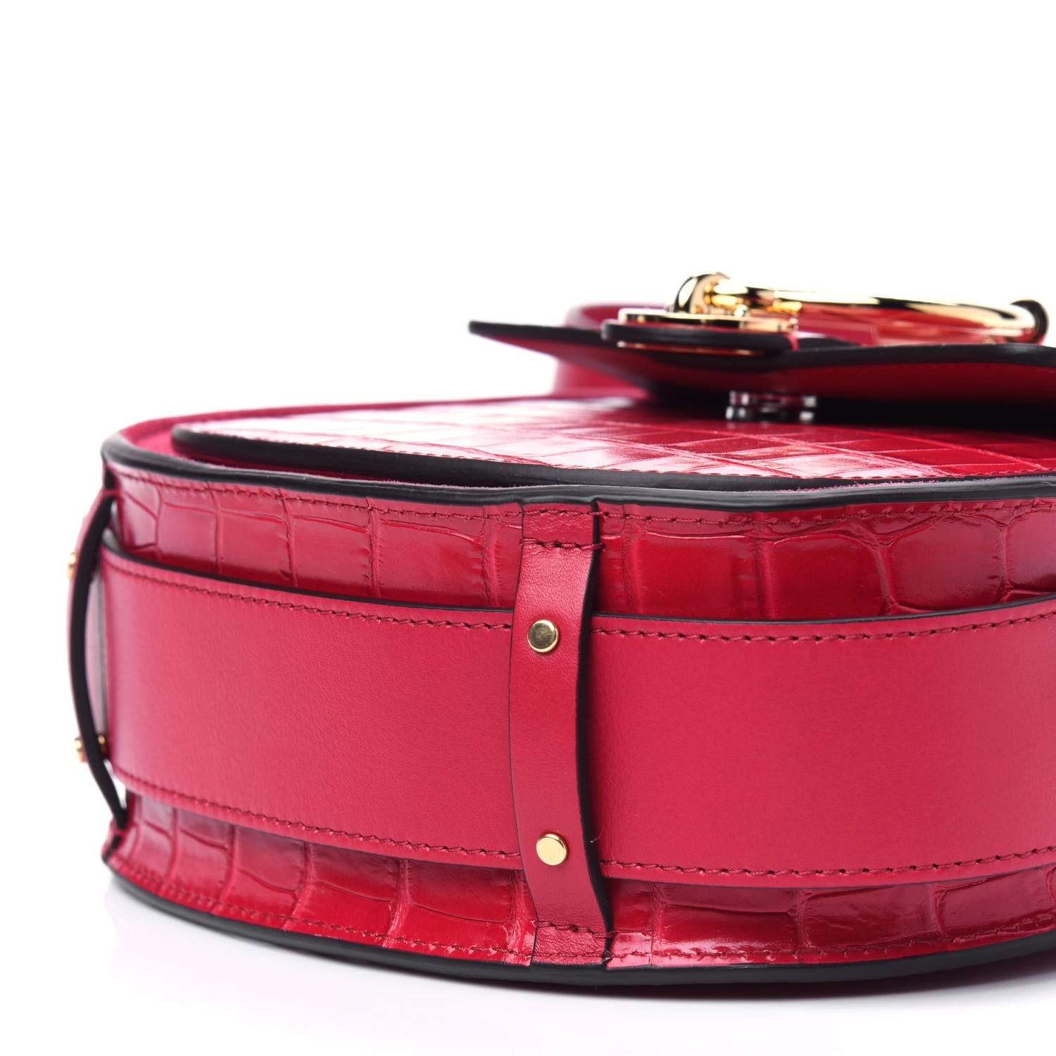 Chloe Calfskin Crocodile Embossed Small Tess Bag Crimson Pink 12 of 12