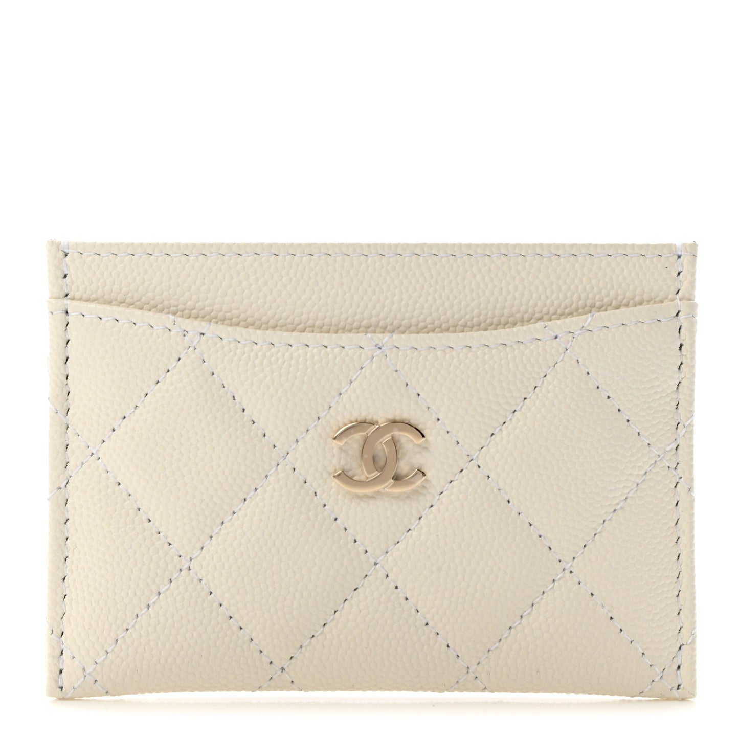 Caviar Quilted Card Holder White