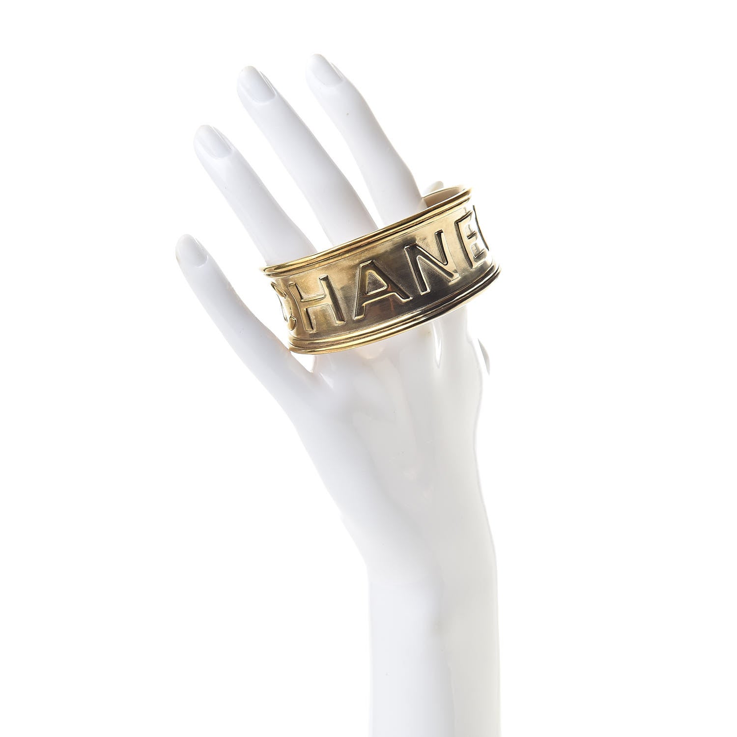 Chanel Metal Logo Cuff Gold 2 of 5