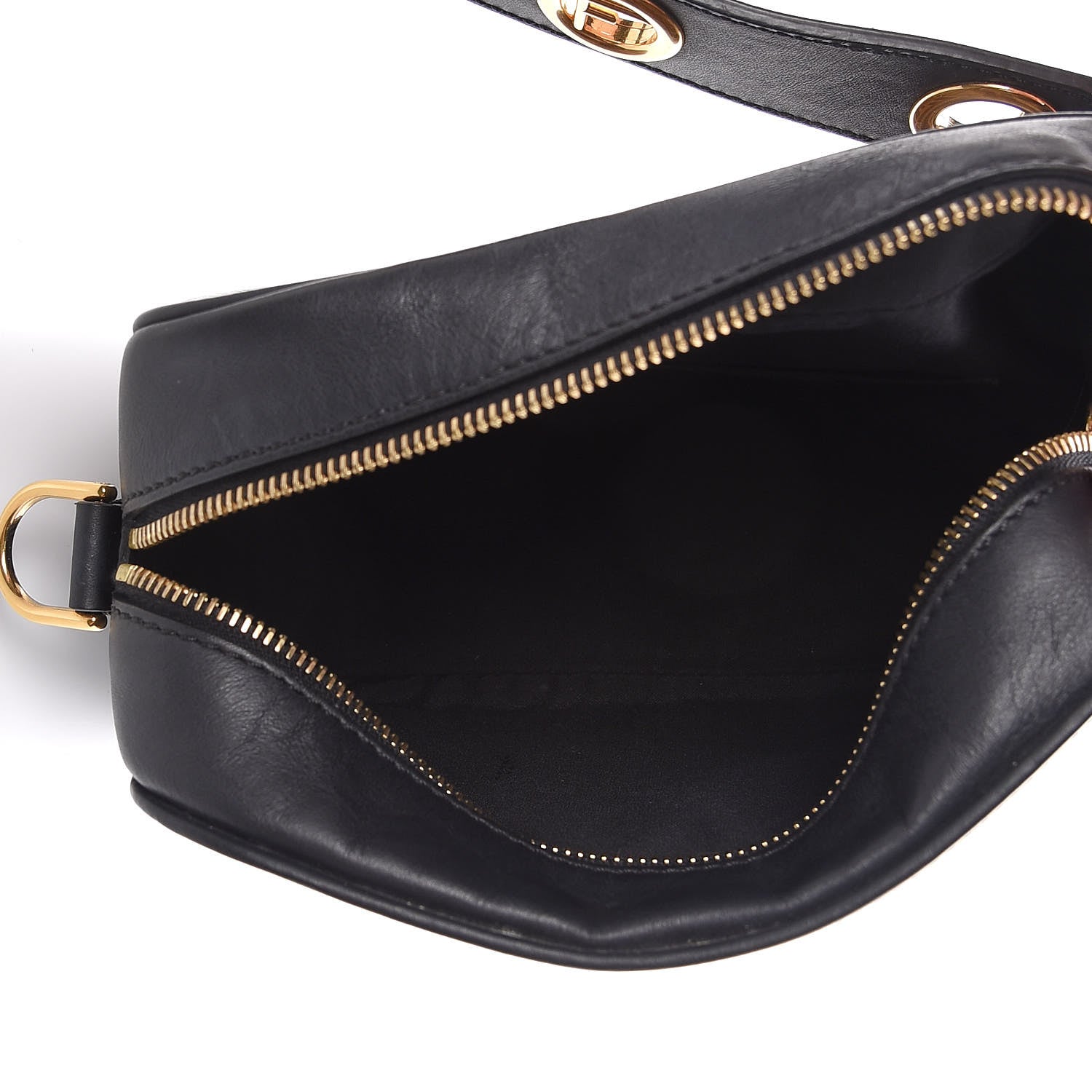 Fendi Glazed Fabric Vitello Century F is Fendi FF 1974 Stamp Patch Camera Case Mogano Panna Black 5 of 13