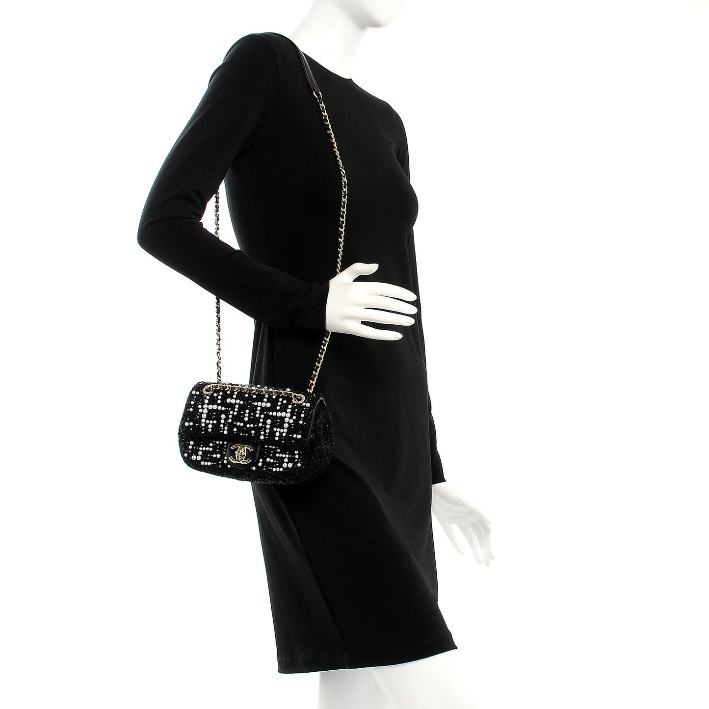 Tweed Pearl Small Cosmos Flap Black