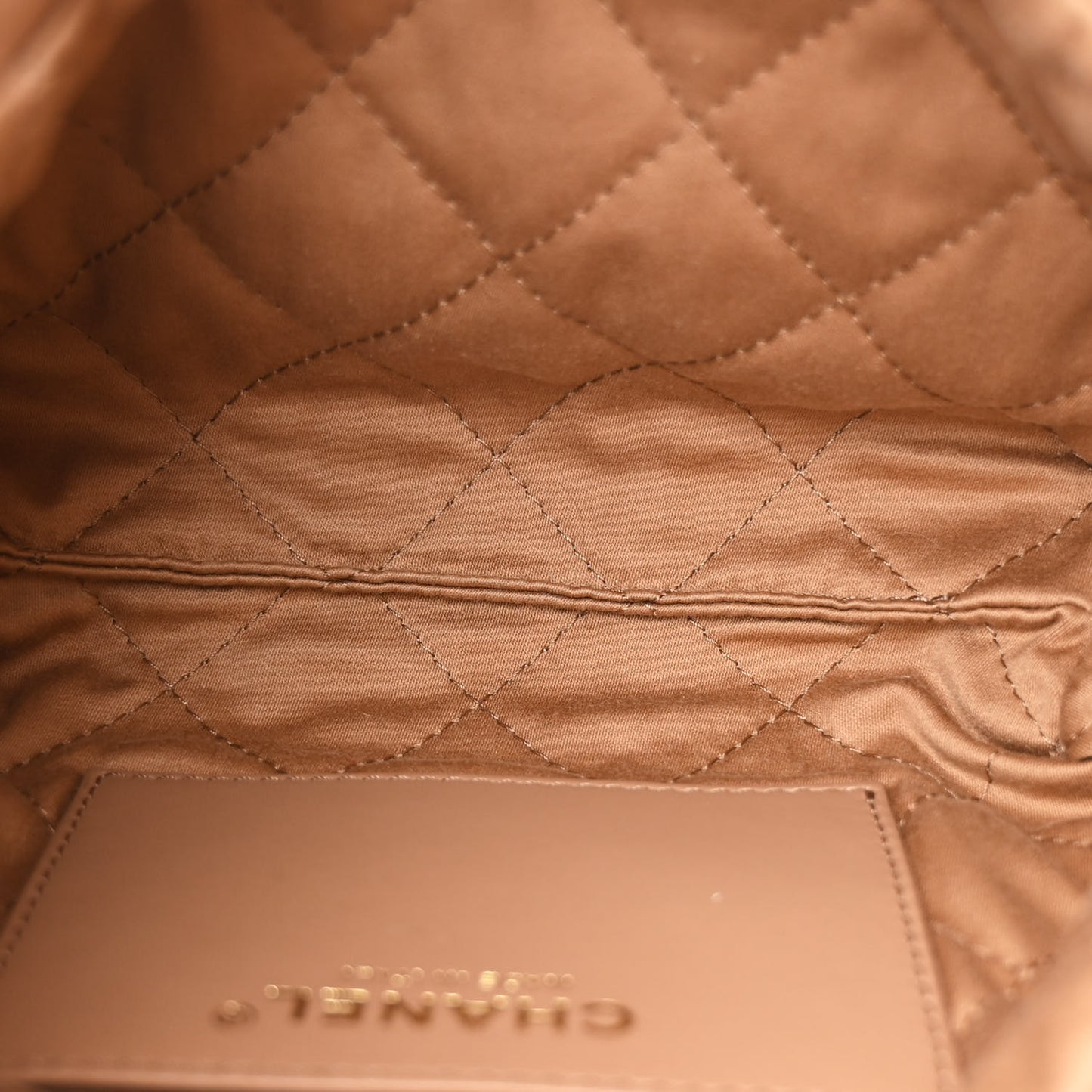 Shiny Calfskin Quilted Mini Chanel 22 Dark Beige