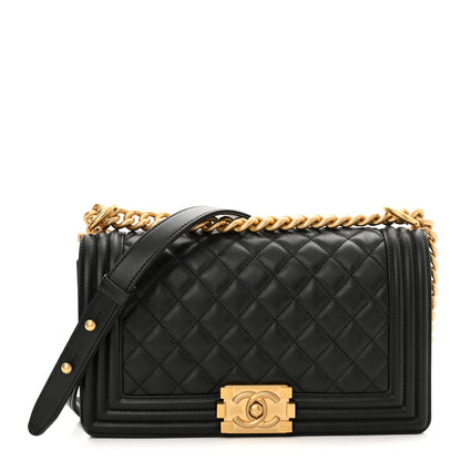 Chanel Lambskin Quilted Medium Boy Flap Black 1 of 11