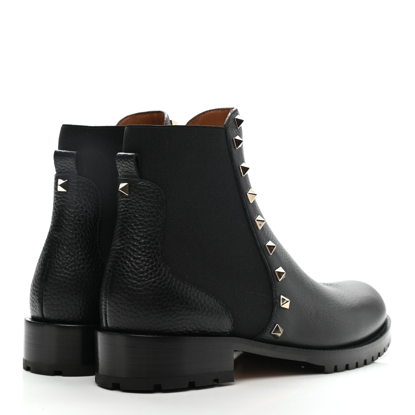 Calfskin Rockstud Beatle Chelsea 20mm Ankle Boots 38 Black
