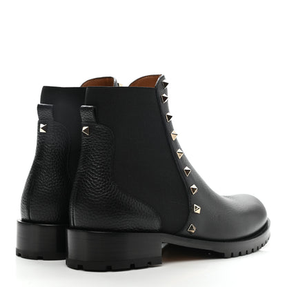 Valentino Garavani Calfskin Rockstud Beatle Chelsea 20mm Ankle Boots 38 Black 4 of 9