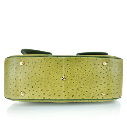 Christian Dior Ostrich Saddle Bowler Green 5 of 12