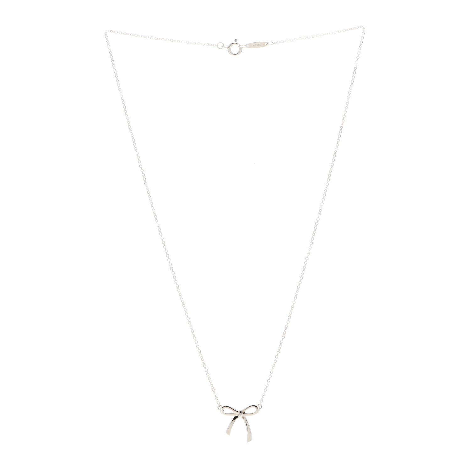 Tiffany Sterling Silver Small Bow Pendant Necklace 3 of 5