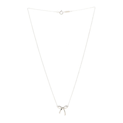 Tiffany Sterling Silver Small Bow Pendant Necklace 3 of 5