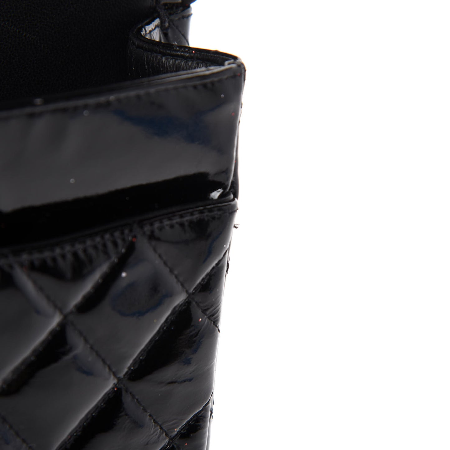 Patent Quilted Medium Double Flap Black