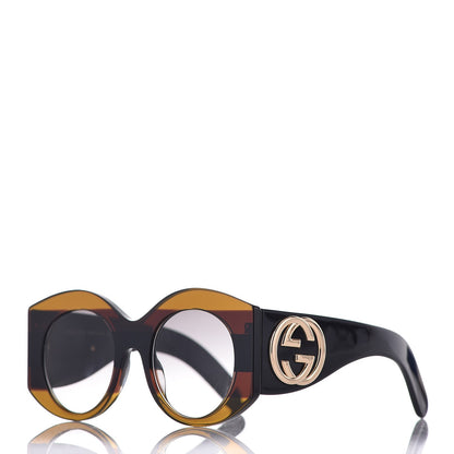 Gucci Acetate Round Frame Sunglasses GG 0177S Brown 1 of 8