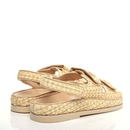 Chanel Braided Fabric Velcro Dad Sandals 39.5 Beige 4 of 11