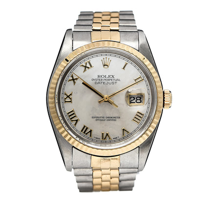 Rolex Stainless Steel 18K Yellow Gold Mother of Pearl 36mm Oyster Perpetual Datejust Watch 16233 1 of 5
