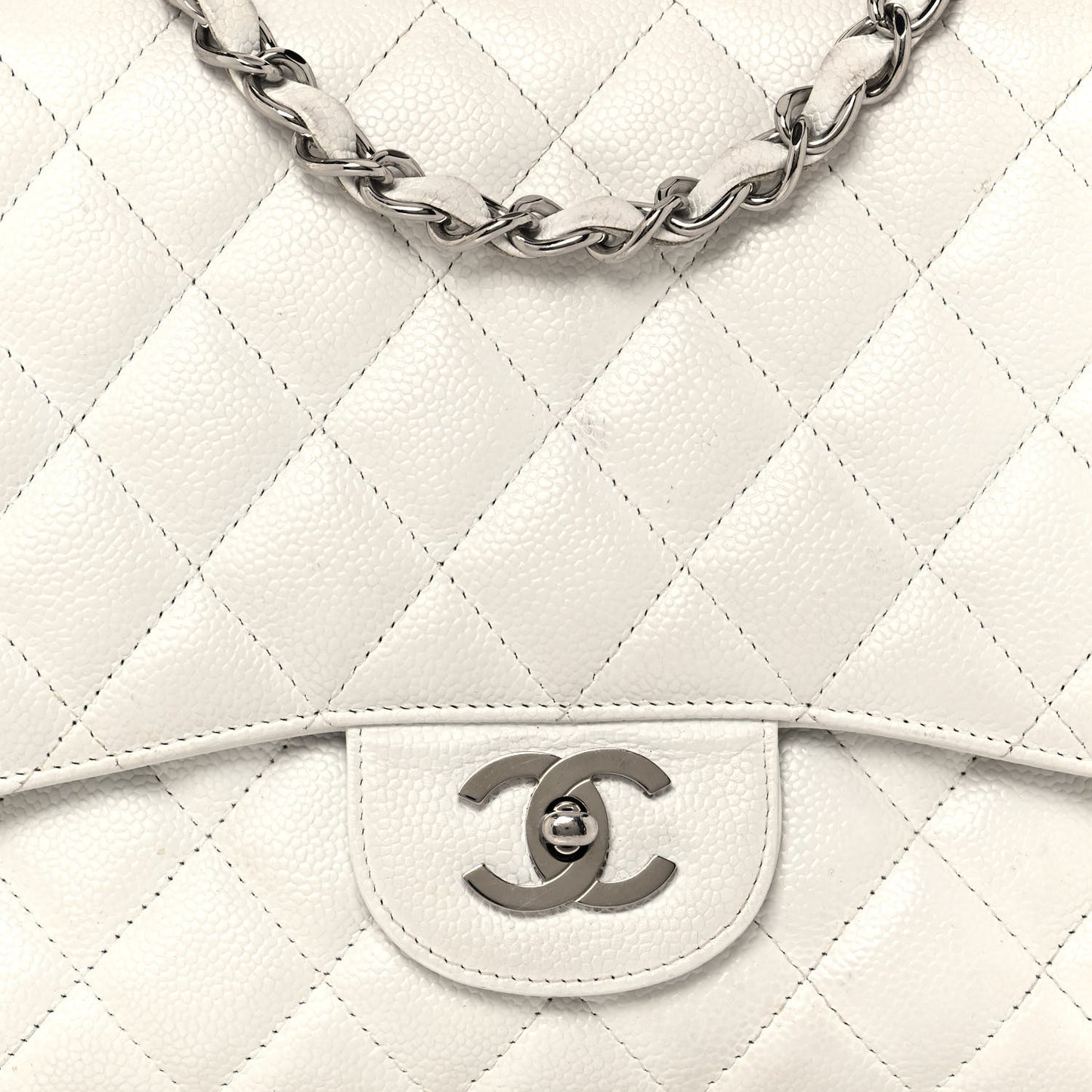 Caviar Quilted Jumbo Single Flap White