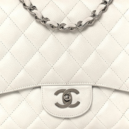 Chanel Caviar Quilted Jumbo Single Flap White 8 of 17