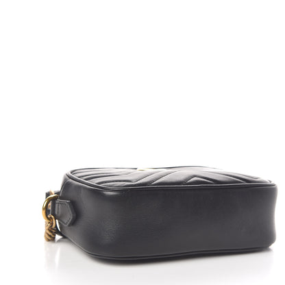 Gucci Calfskin Matelasse Mini GG Marmont Chain Shoulder Bag Black 4 of 10