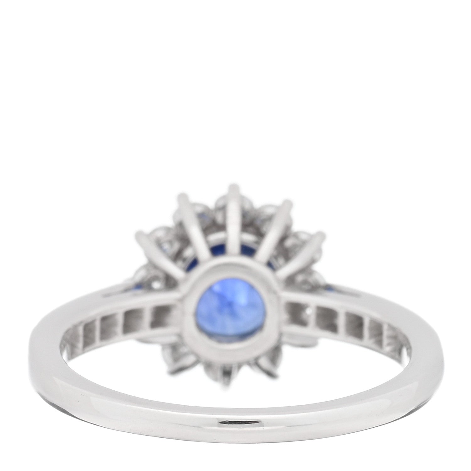 Tiffany Platinum Diamond Blue Sapphire Ring 52 6 3 of 4