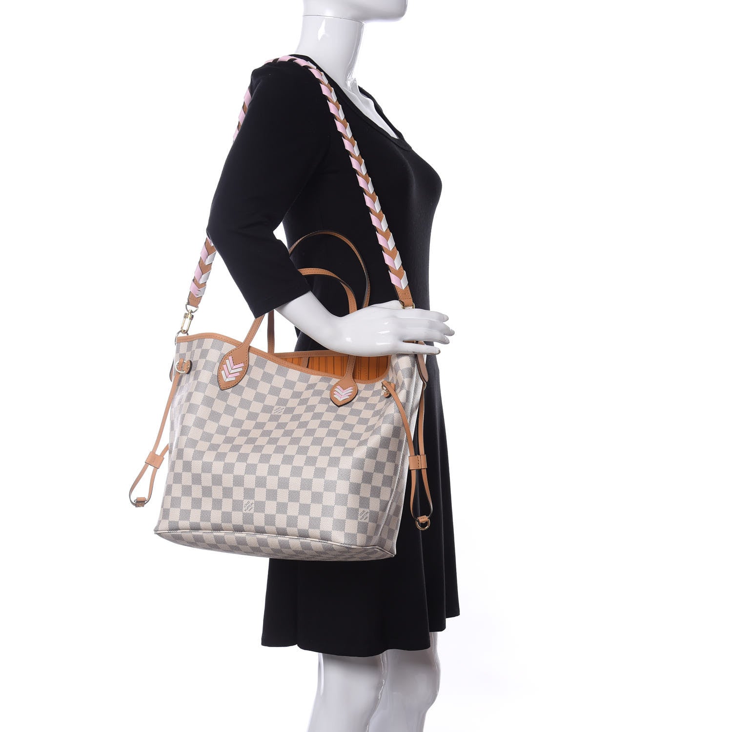 Louis Vuitton Damier Azur Braided Neverfull MM Pink 2 of 10