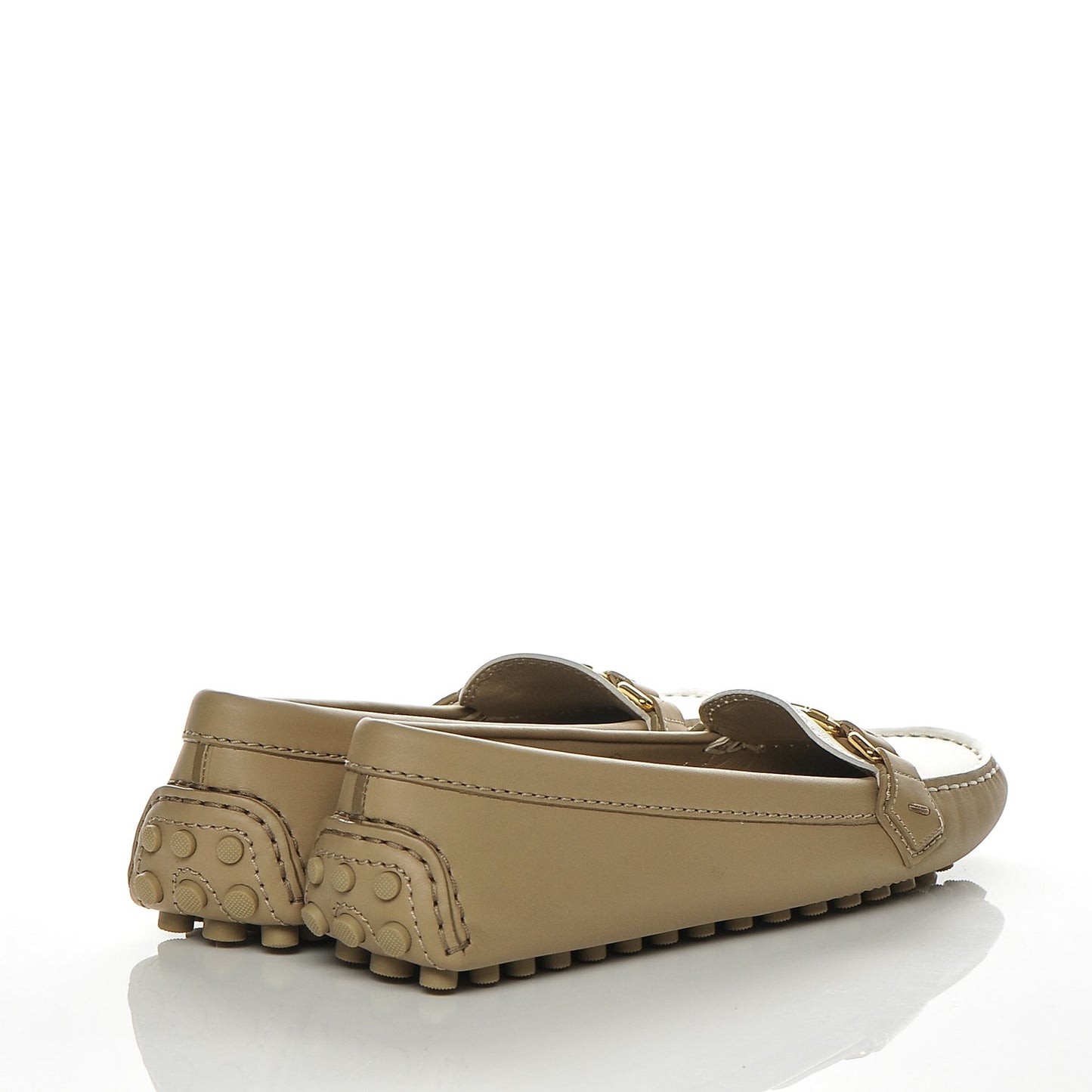 Calfskin Oxford Loafers 36 Beige White