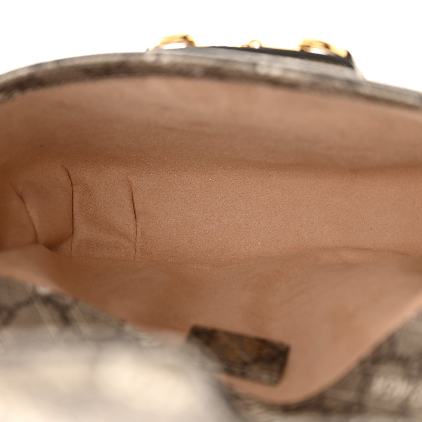 X BALENCIAGA GG Supreme Monogram Web Logo Print Mini Horsebit 1955 Shoulder Bag Beige Ebony