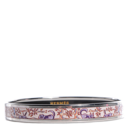 Hermes Enamel Printed Narrow Forest Animals Bracelet 65 Pink 1 of 6