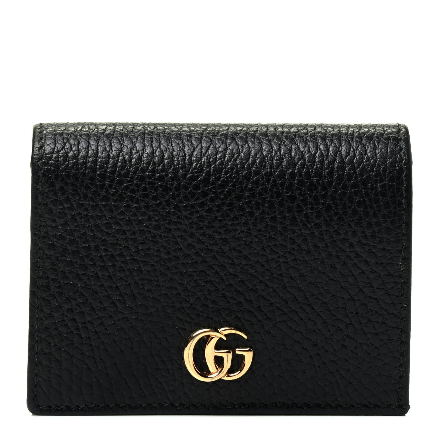 Gucci Pebbled Calfskin GG Marmont Card Case Black 1 of 4
