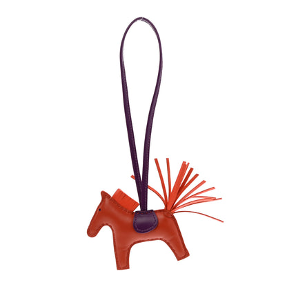 Hermes Milo Lambskin Grigri Rodeo Horse Bag Charm PM Cornaline Orange Poppy Violet 1 of 5