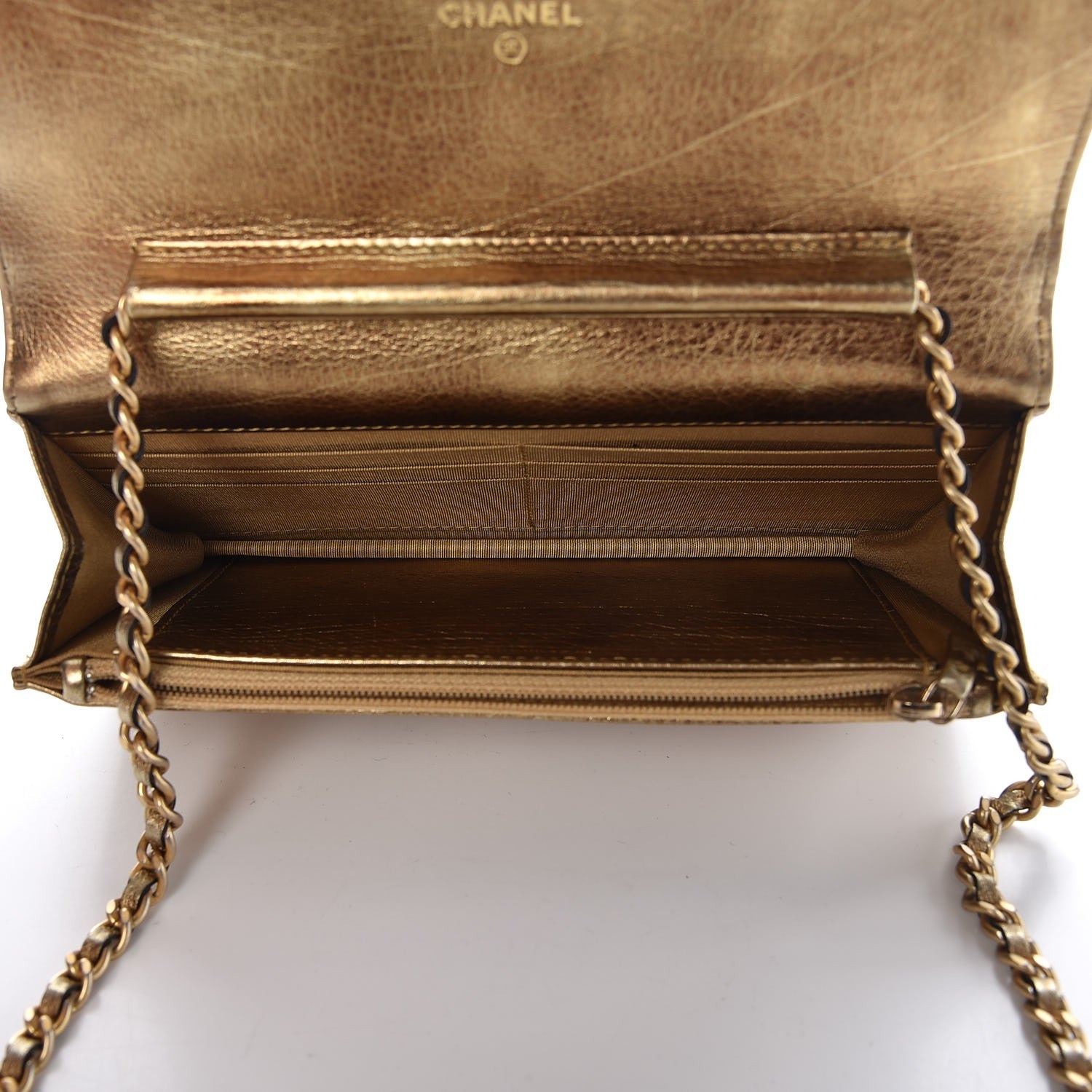 Chanel Metallic Calfskin Quilted Boy Wallet On Chain WOC Gold 5 of 9