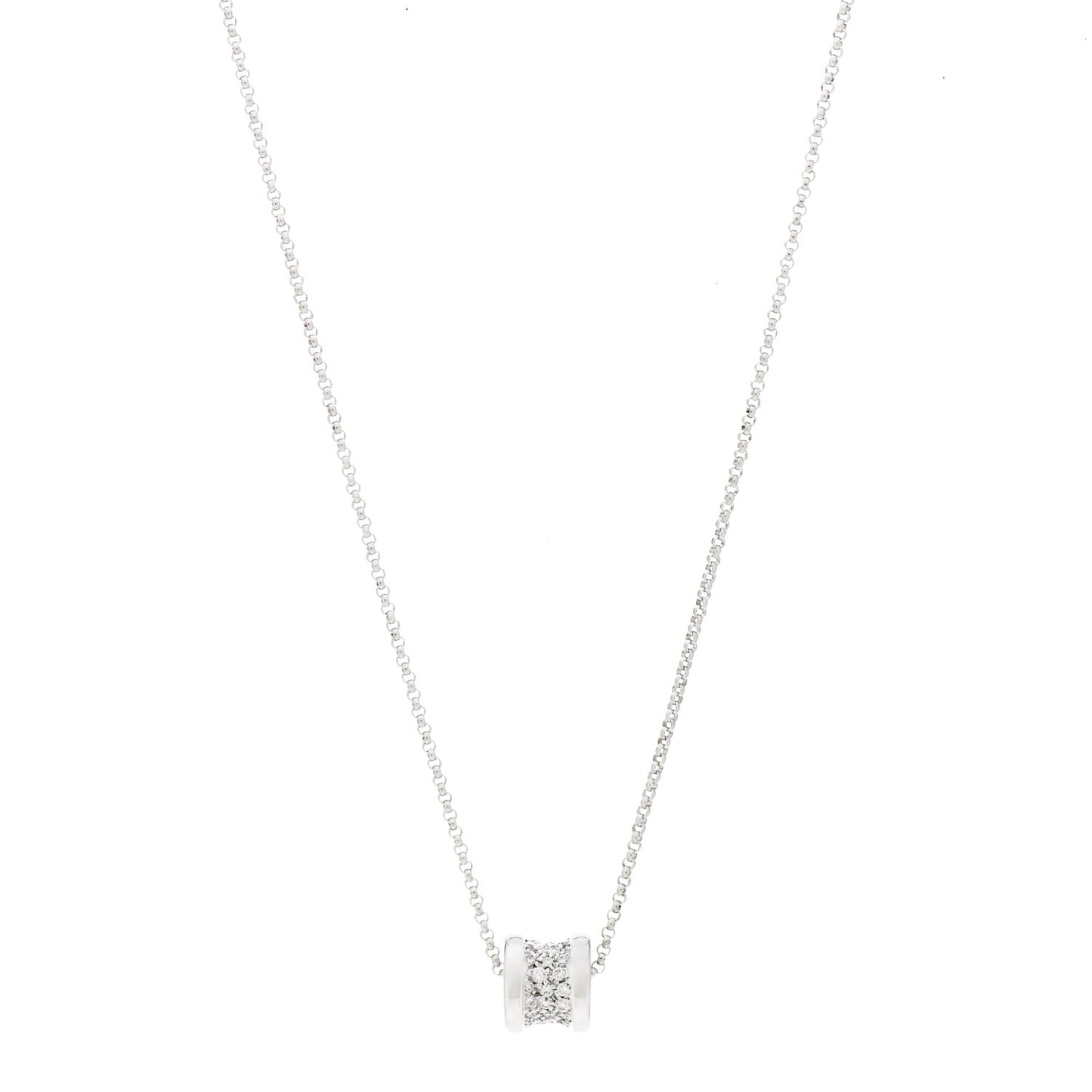 18K White Gold Diamond Small B.Zero1 Pave Pendant Necklace