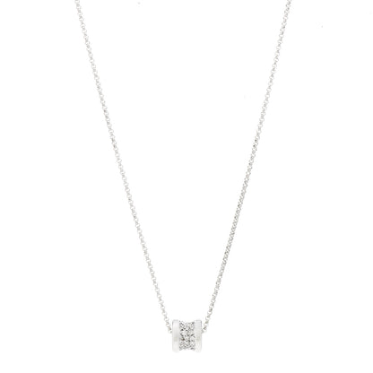 Bulgari 18K White Gold Diamond Small B.Zero1 Pave Pendant Necklace 1 of 7