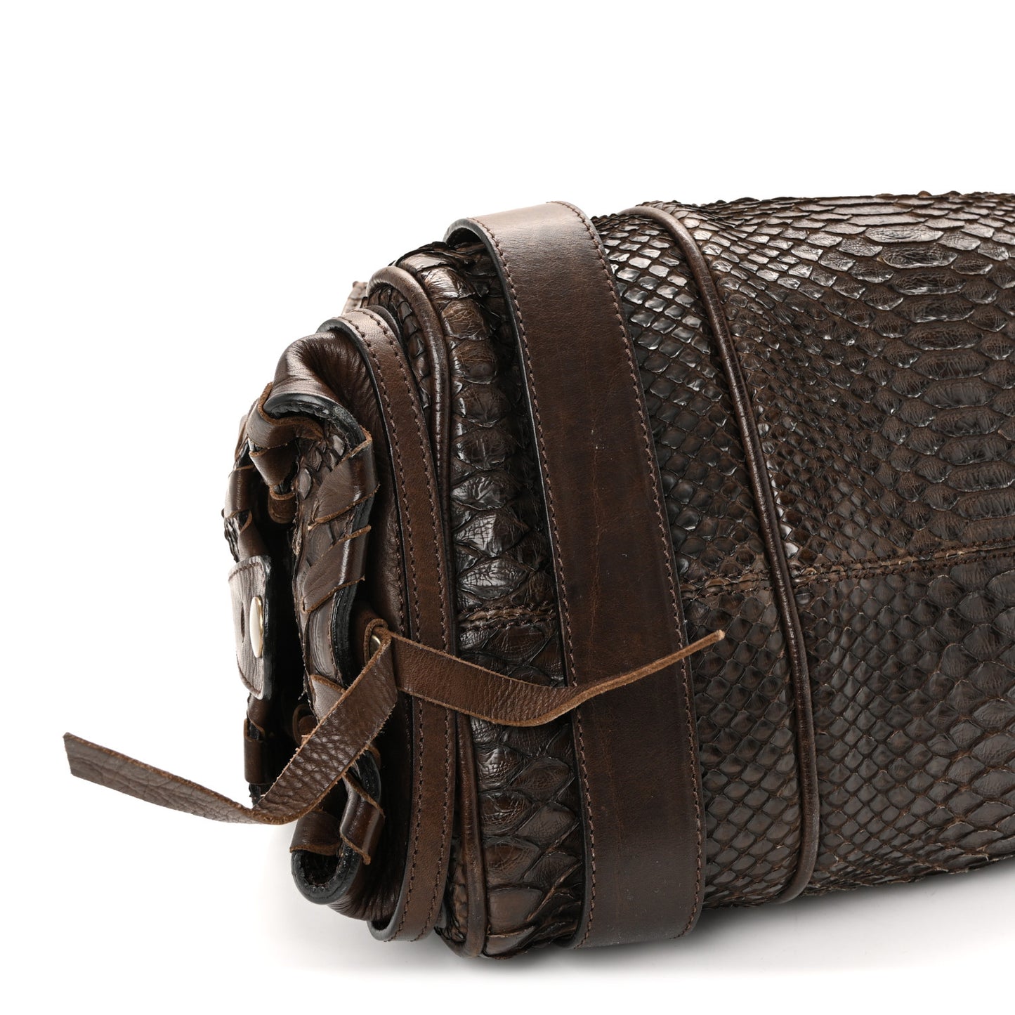 Snakeskin Silverado Shoulder Bag Dark Brown