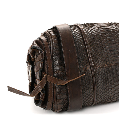 Chloe Snakeskin Silverado Shoulder Bag Dark Brown 15 of 17