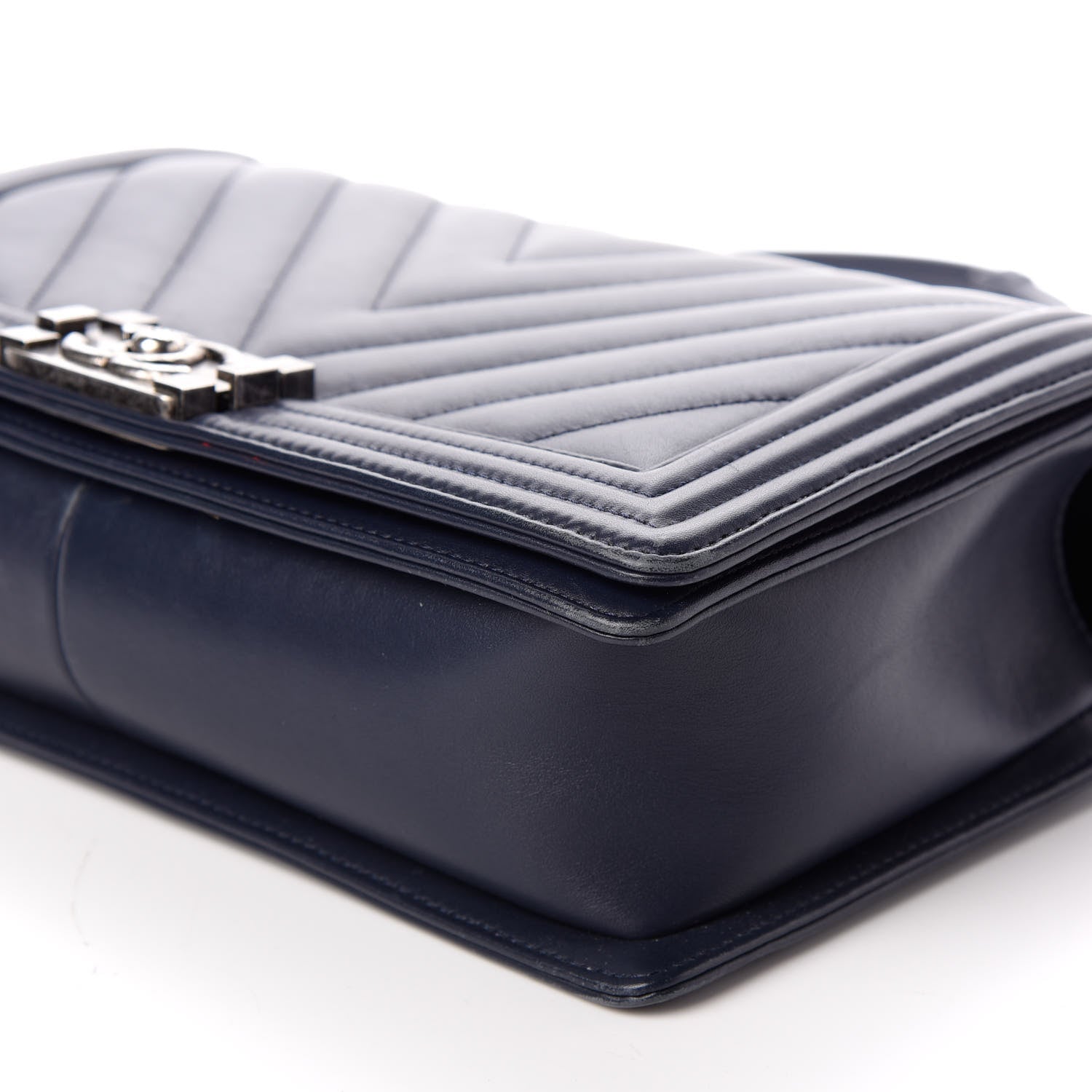 Chanel Lambskin Chevron Quilted New Medium Boy Flap Dark Navy Blue 9 of 12