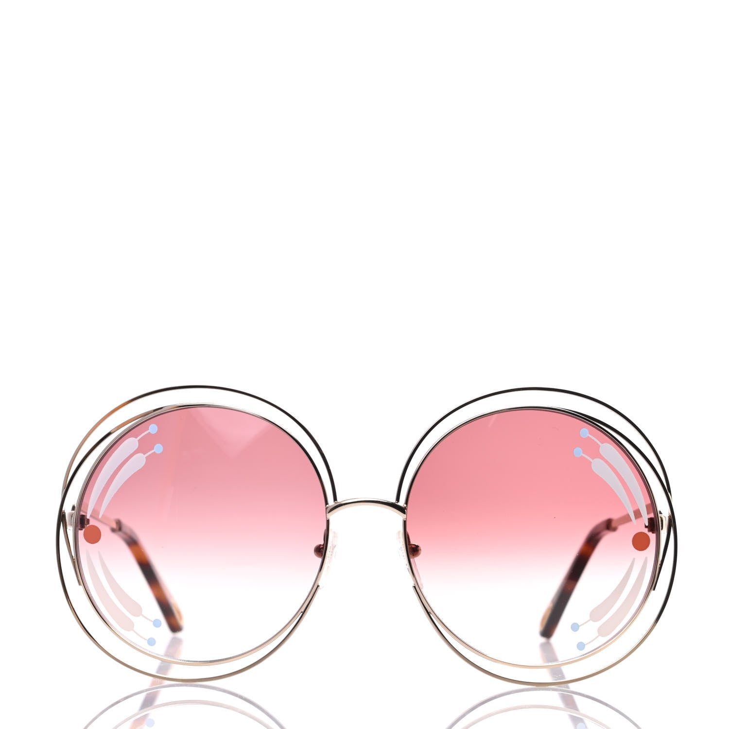 Chloe Oversize Round Carlina Sunglasses CE114SRI Gold Gradient Burgundy 2 of 7