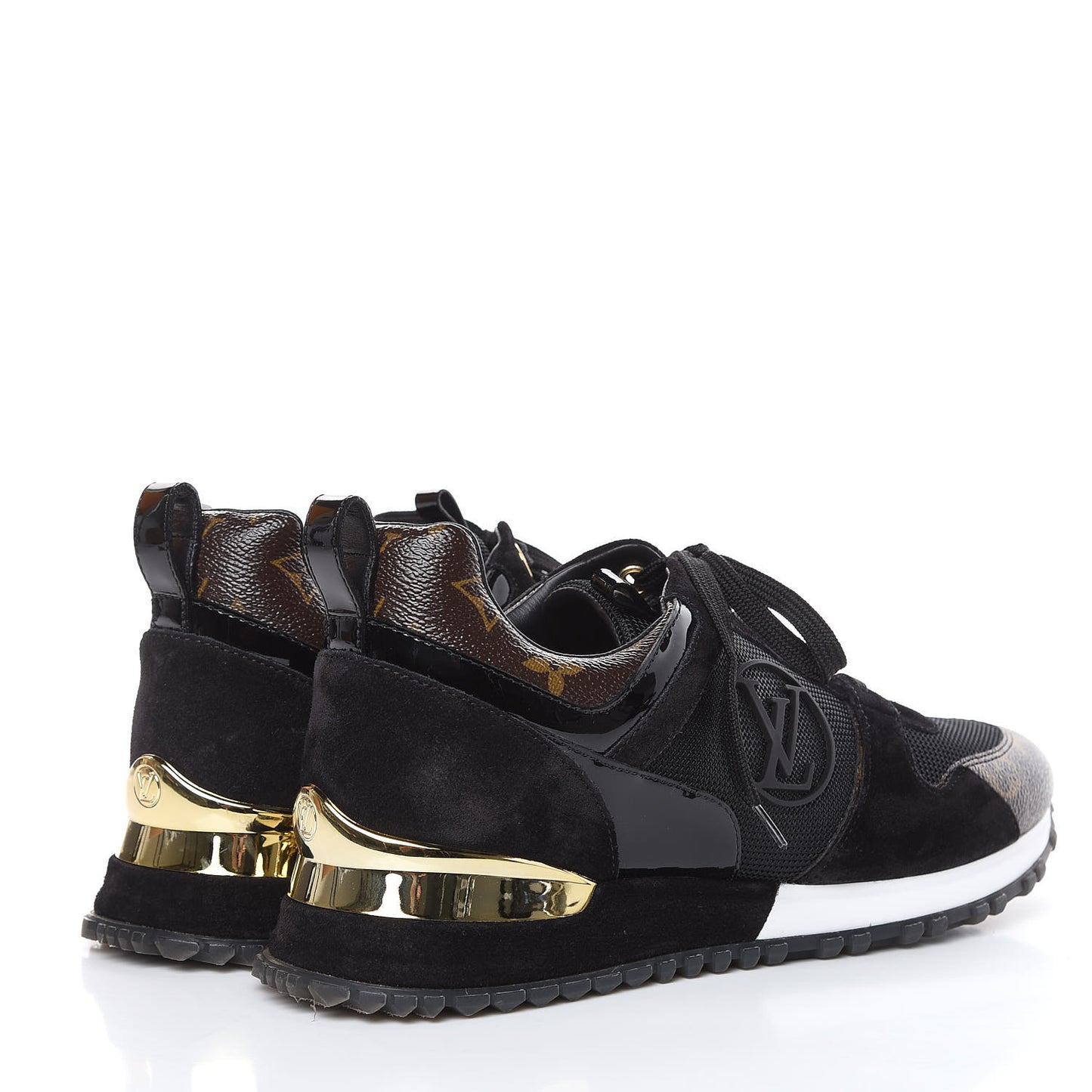 Suede Monogram Run Away Sneakers 38.5 Black