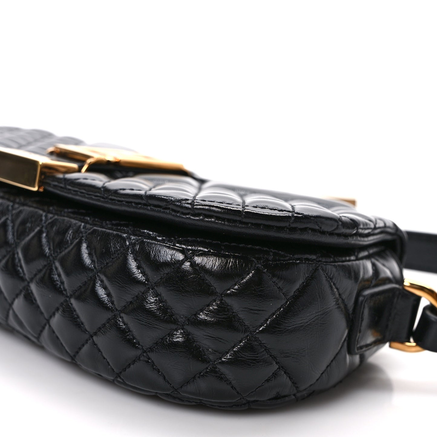 Calfskin Quilted Mini Greca Goddess Shoulder Bag Black
