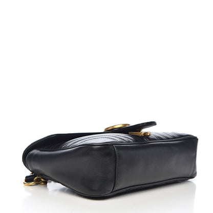 Gucci Calfskin Matelasse Small GG Marmont Shoulder Bag Black 4 of 12