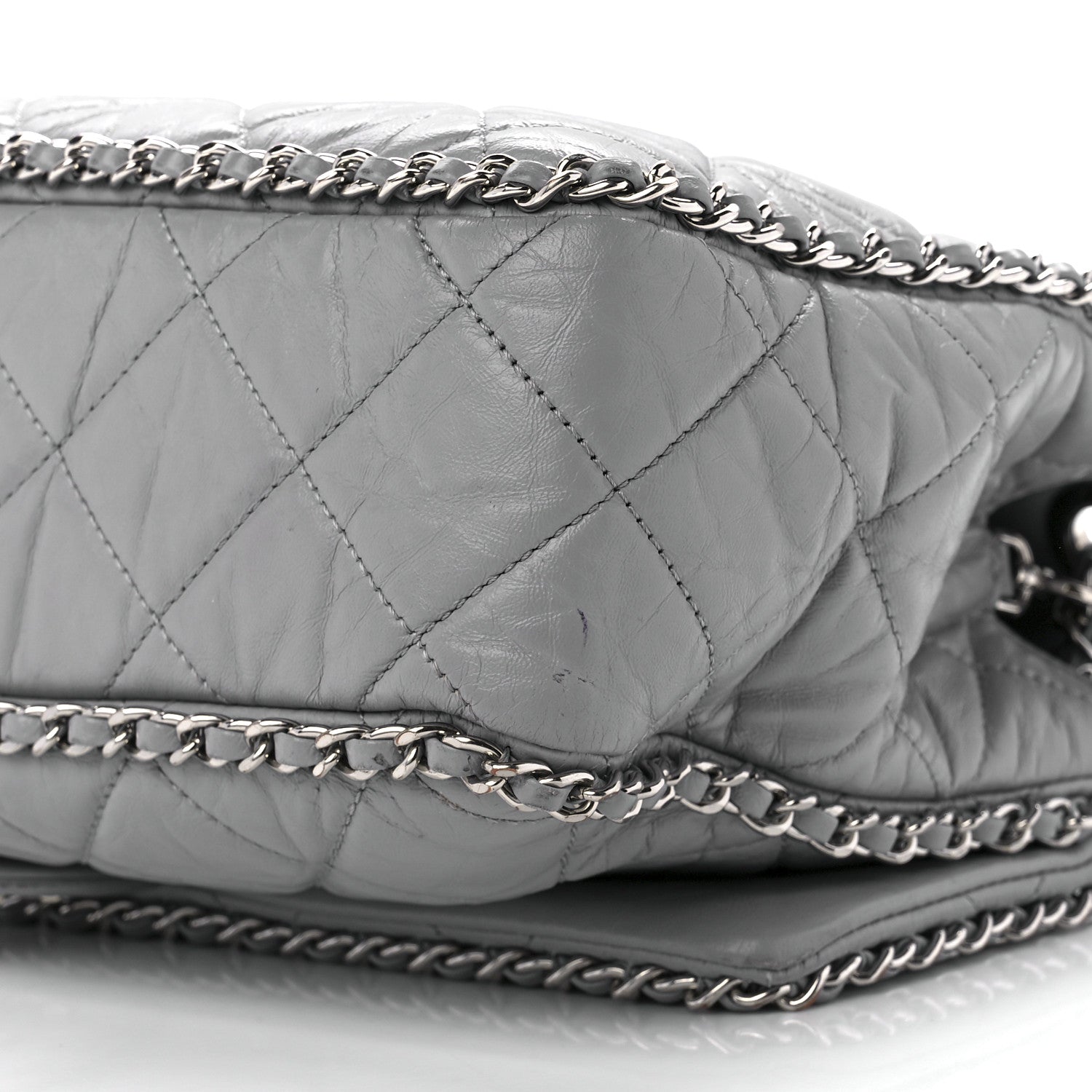 Chanel Crumpled Calfskin Large Chain All Over Flap Grey 11 of 11