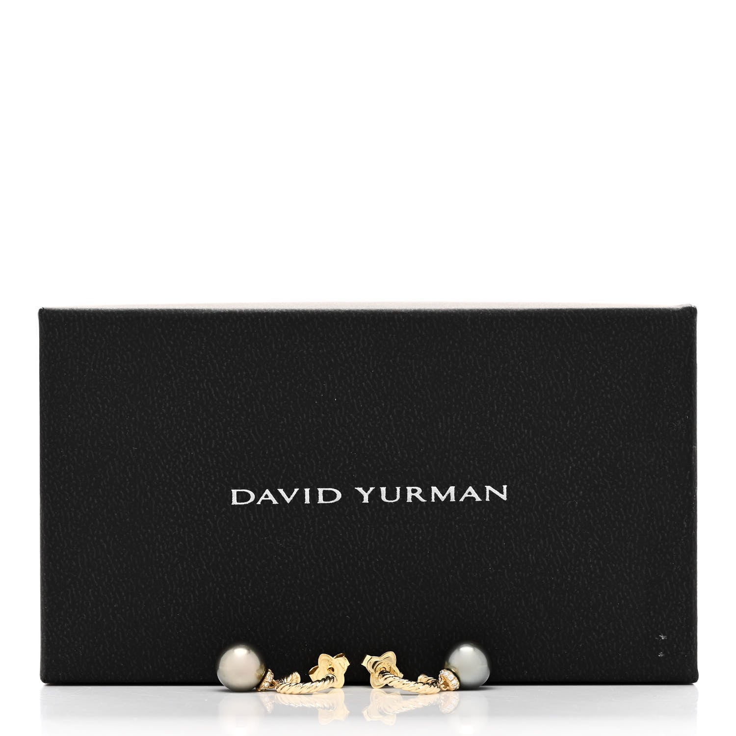 David Yurman 18K Yellow Gold Diamond Tahitian Pearl Solari Hoop Drop Earrings 5 of 5