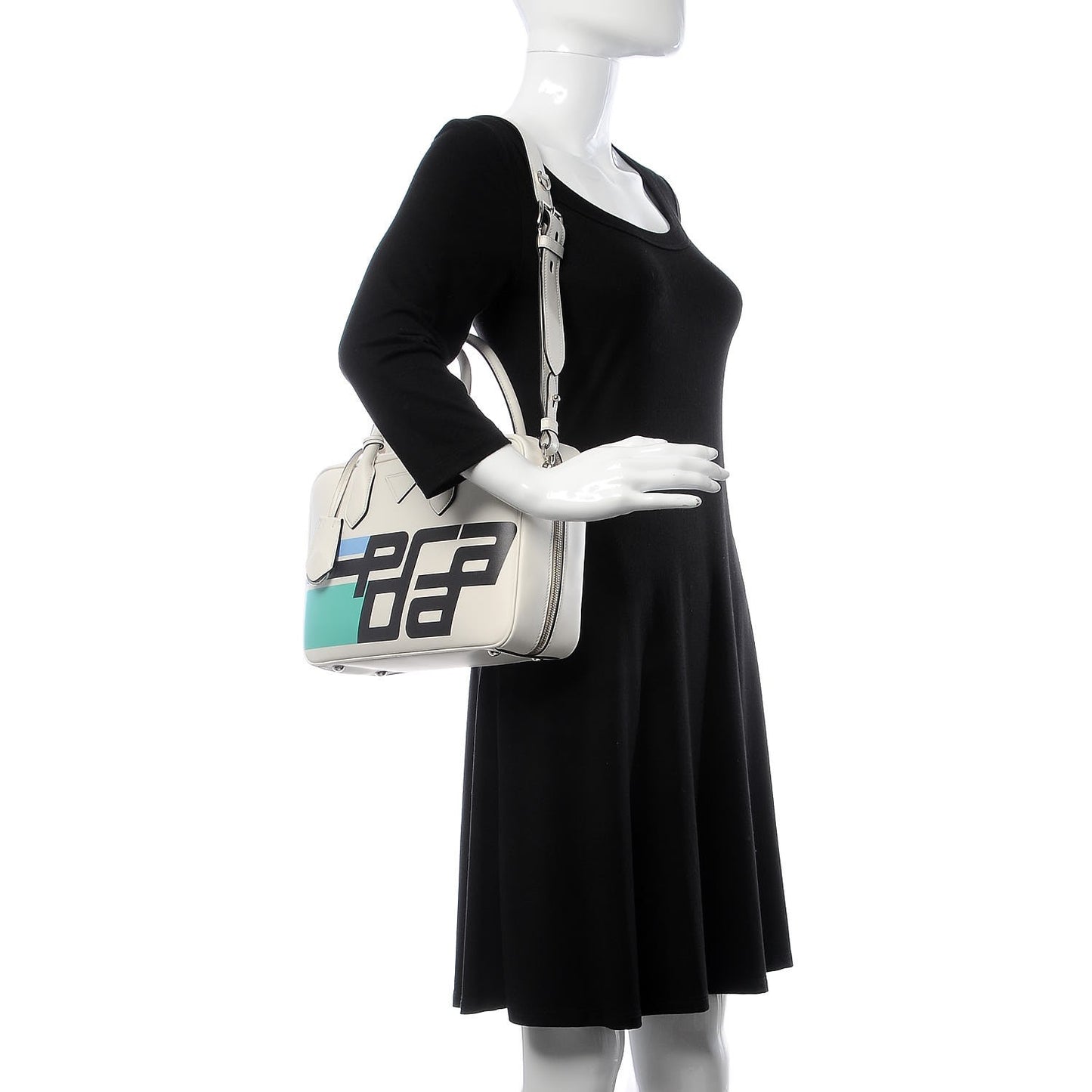 City Calfskin Racing Logo Bowler White Black