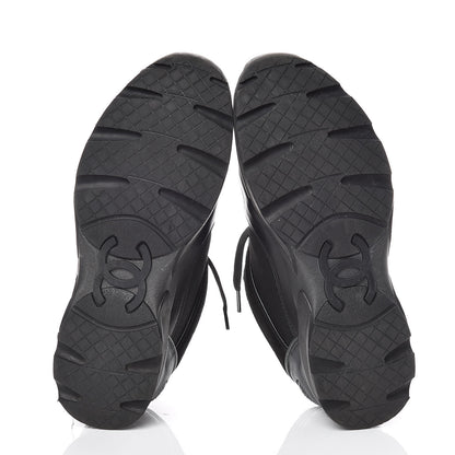 Chanel Suede Calfskin CC Sneakers 38 Black 7 of 10