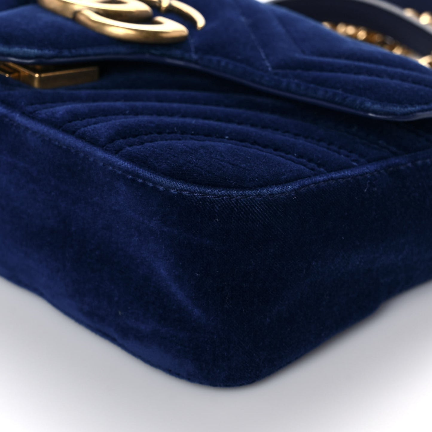 Velvet Matelasse Mini GG Marmont Shoulder Bag Cobalt Blue