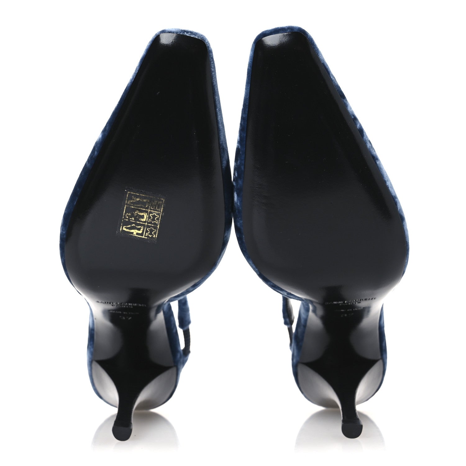 Saint Laurent Velluto Mastrop Tom 90 Dream Slingback Pumps 37 Denim 7 of 12