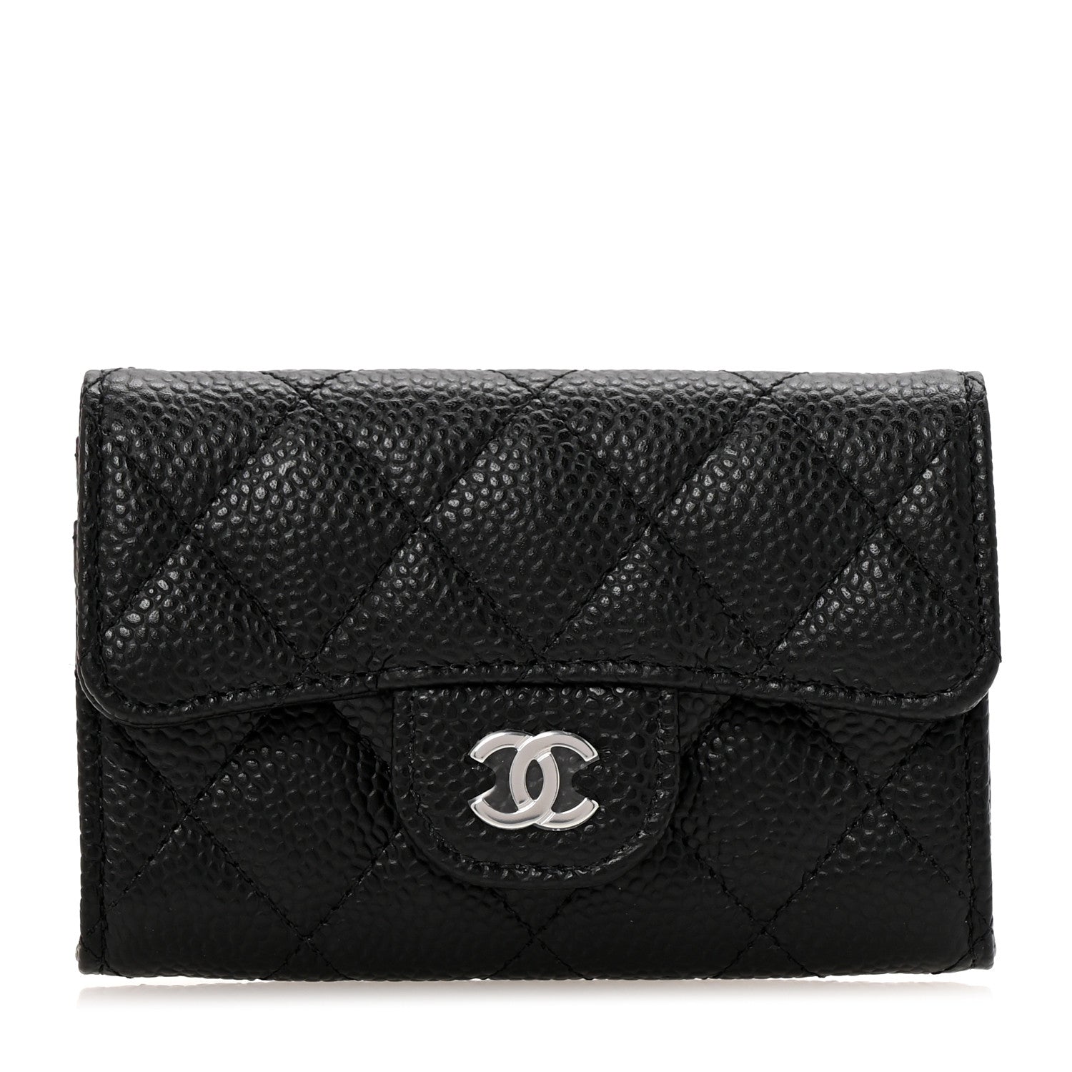 Chanel Caviar Quilted Flap Card Holder Wallet Black 1 of 8