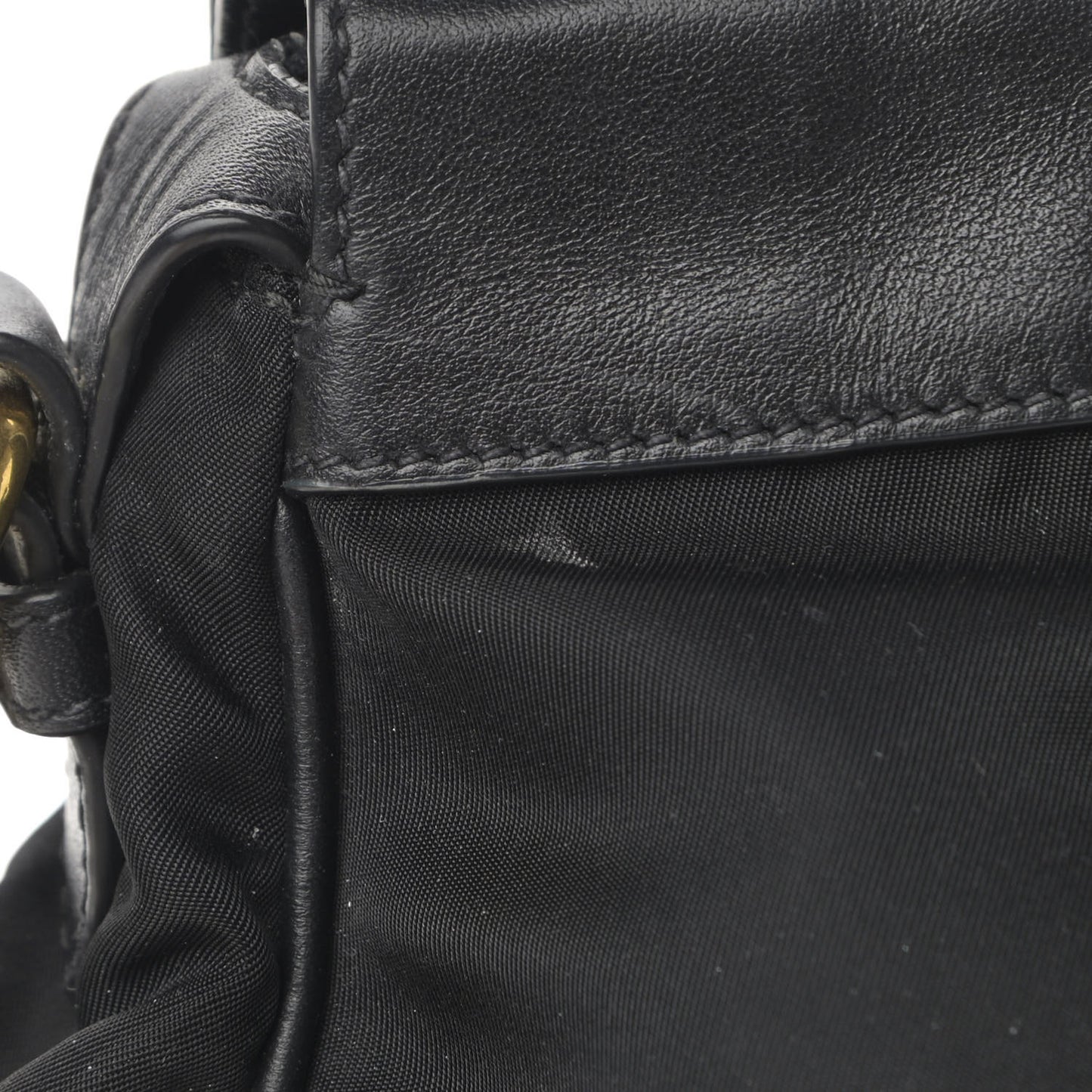 Nylon Tessuto Soft Calfskin Small Shopping Satchel Black