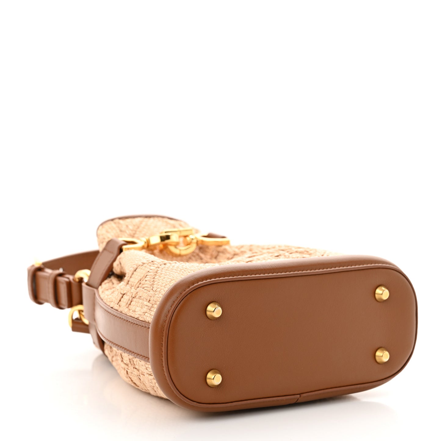 Raffia Calfskin Cannage Small C'est Dior Cannage Bucket Bag Natural