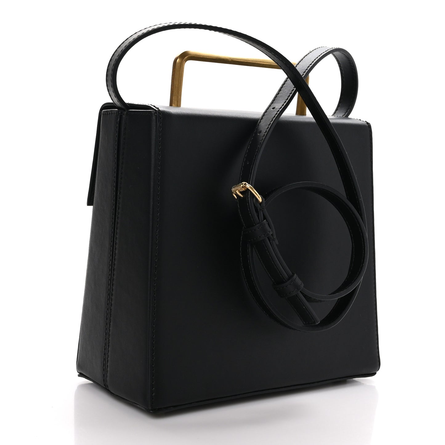 Calfskin Chunck Top Handle Bag Black